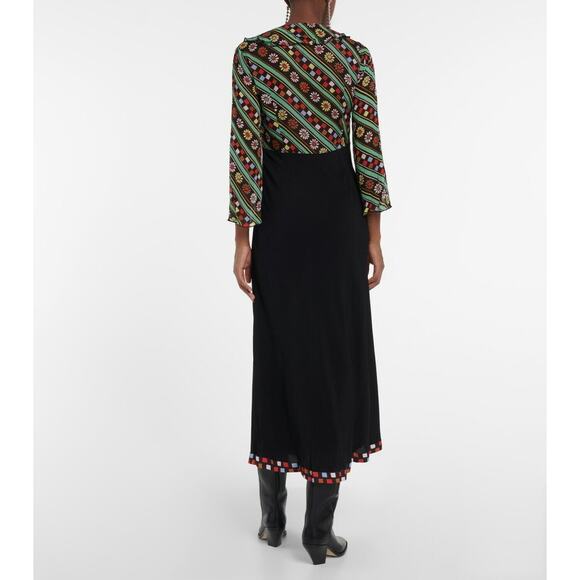 RIXO LONDON Lora Ruffled Printed Chiffon Tie Neck Maxi Dress Size Large - Picture 6 of 14